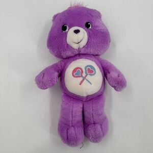 Vintage Care Bears Share Bear Plush Purple Lollipop 2002 Stuffed Animal‎ 13"